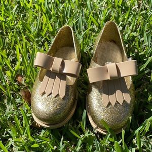 Gold Glitter Mini Melissa Loafers